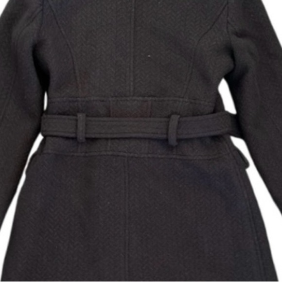 Marciano Wool Blend Tie-Waist Collar Coat Jacket, Chocolate Brown, Size S/P - Picture 9 of 13